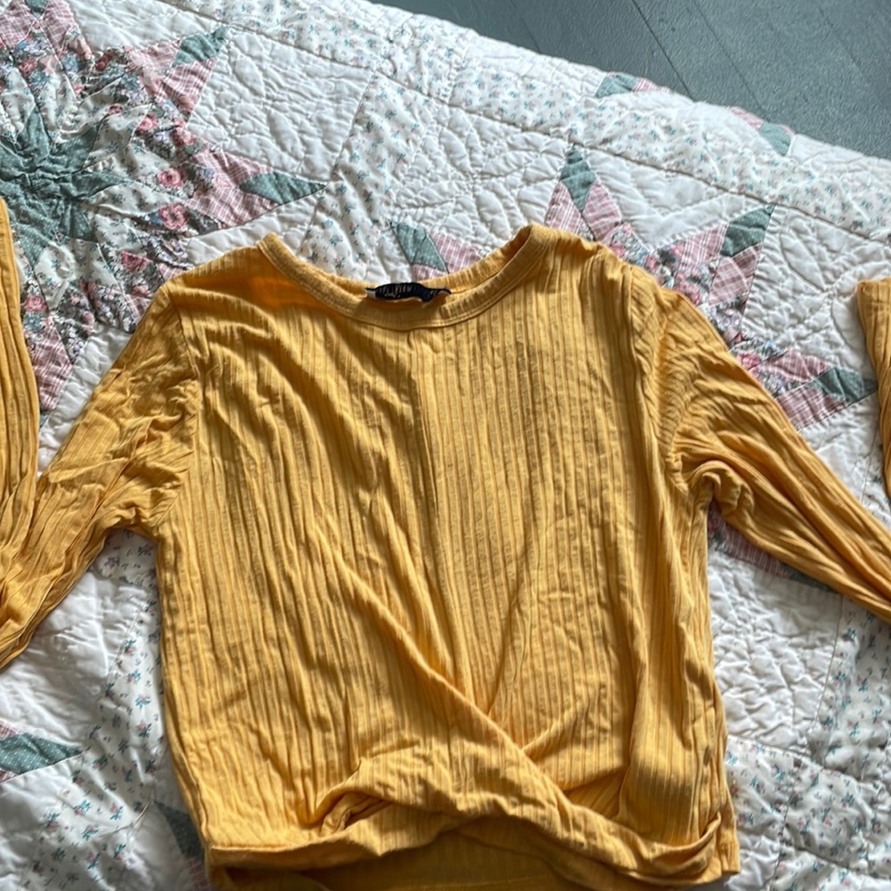 Yellow Hollister Criss cross crop top